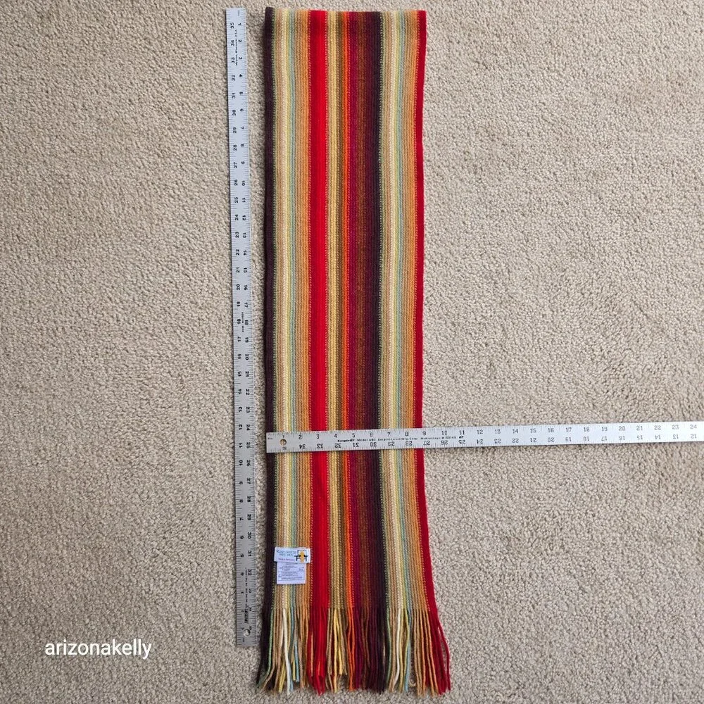 Wool Hand Knit Stripe Scarf William Brunton Scotland